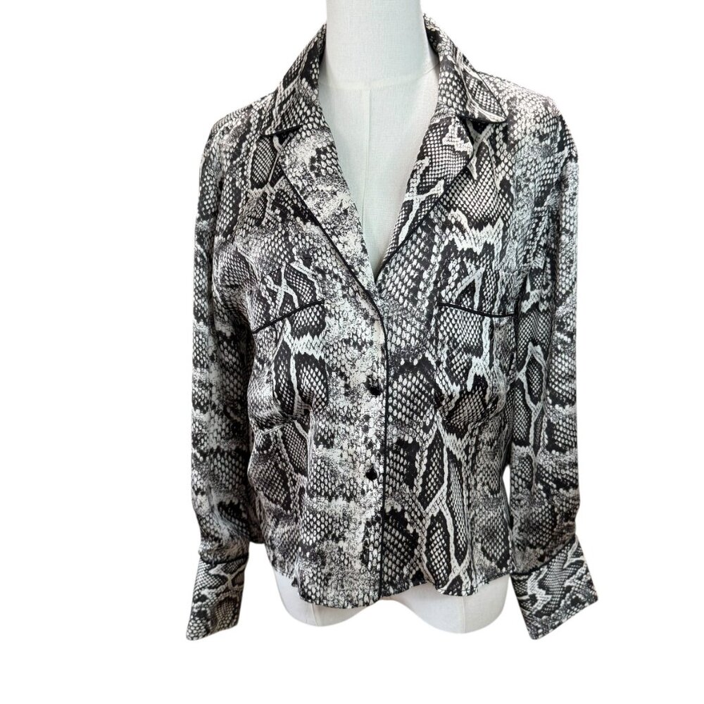 ZARA Snake Print Satin Button-Up Shirt | Size XS | NWT